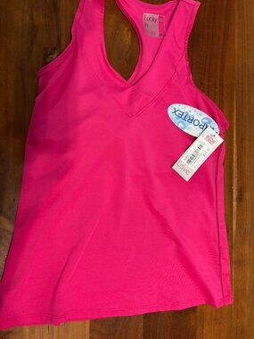 Lucky in Love Women's V Neck Tank Hot Pink, New with Tags